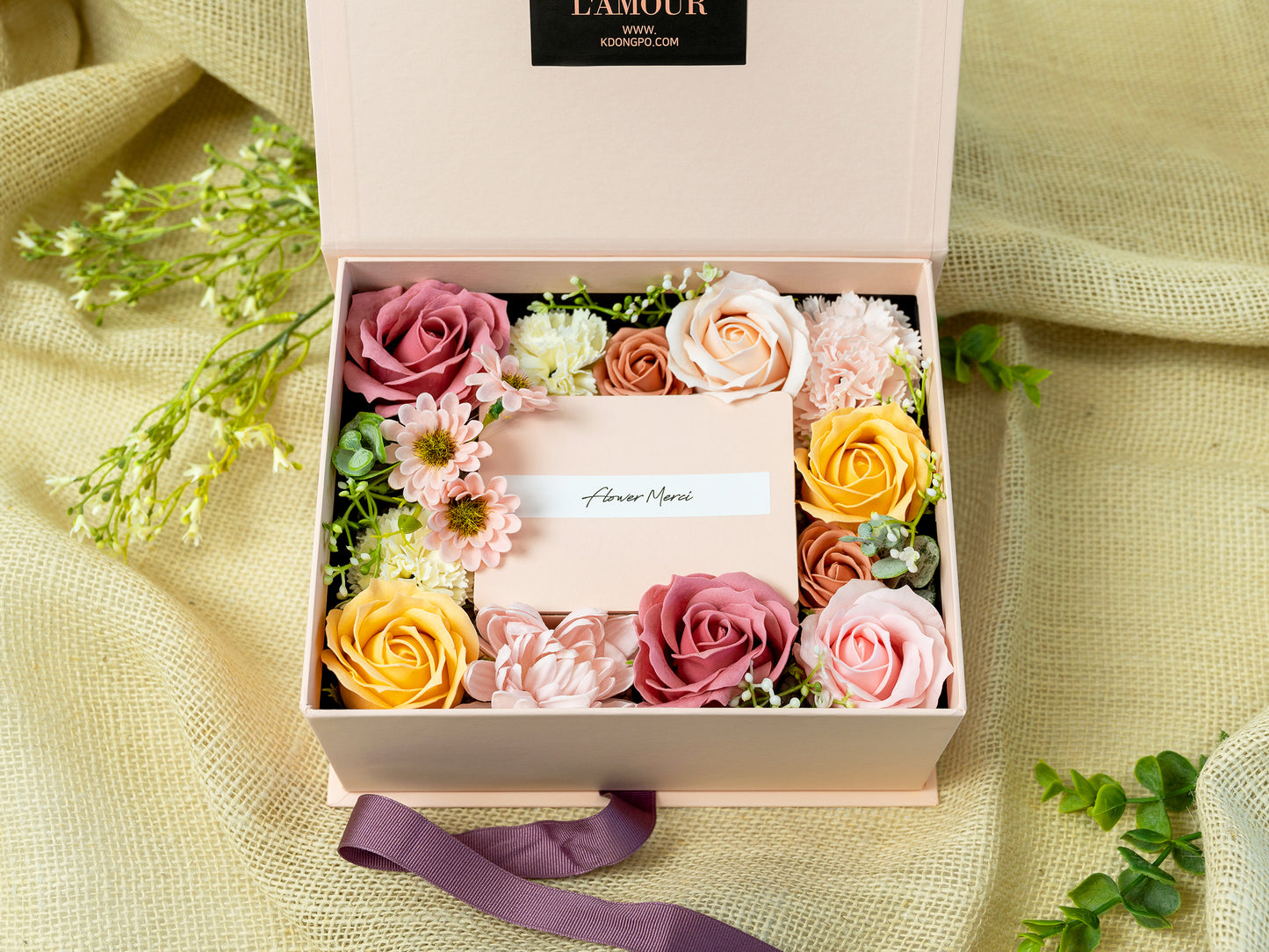 Soap Flowers Cash Gift Box - Mixed Blossom (Cash-ribbon pullout type)