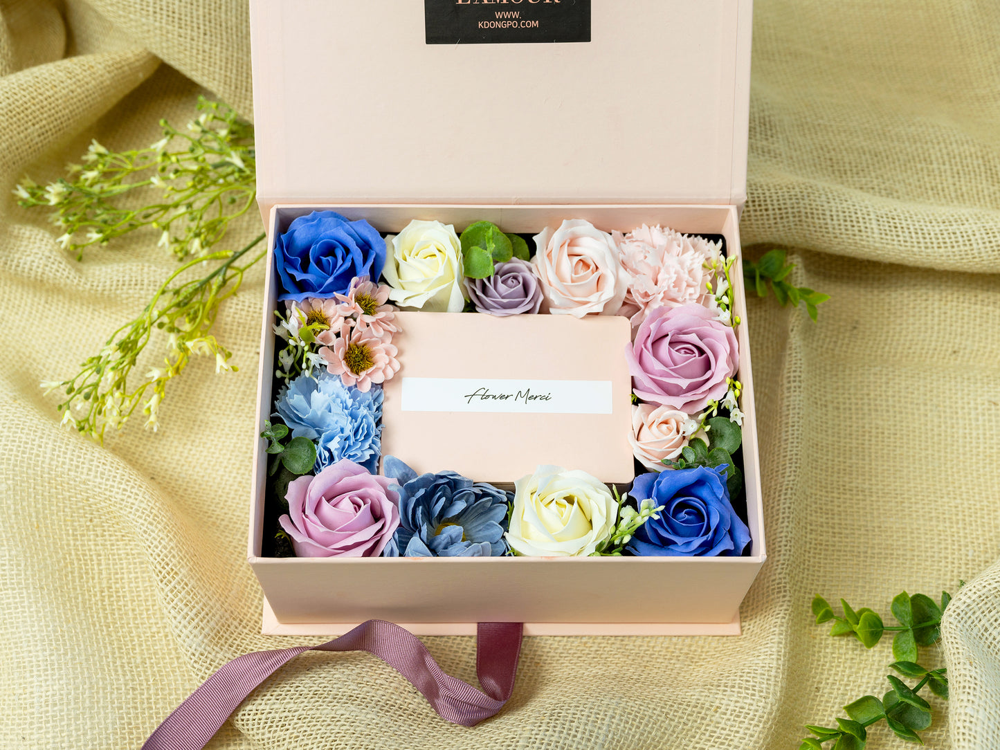 Soap Flowers Cash Gift Box - Mixed Blossom (Cash-ribbon pullout type)