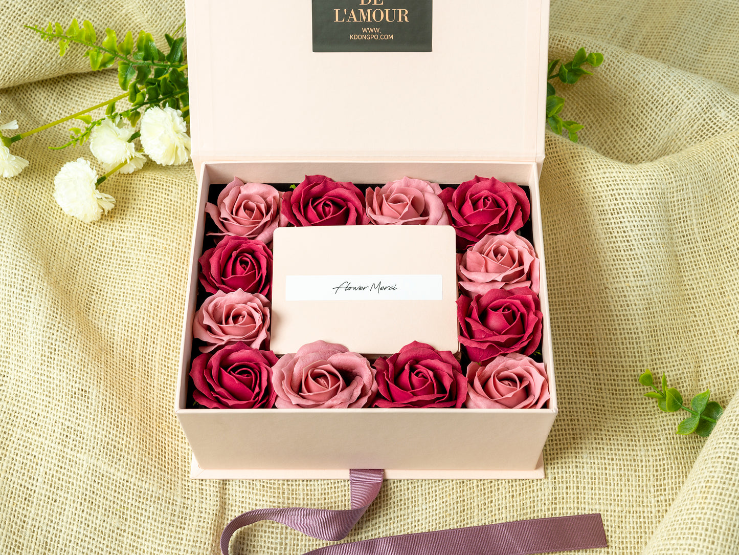 Soap Flowers Cash Gift Box - Rose (Cash-ribbon pullout type)