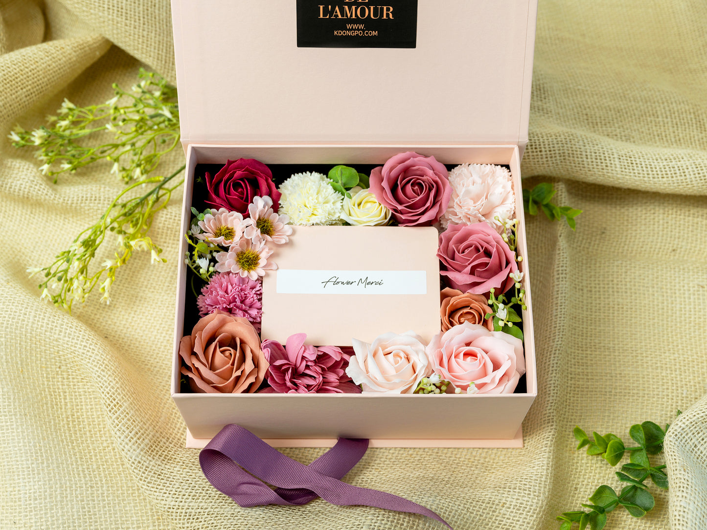 Soap Flowers Cash Gift Box - Mixed Blossom (Cash-ribbon pullout type)