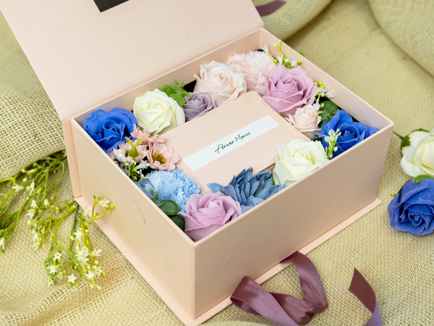 Soap Flowers Cash Gift Box - Mixed Blossom (Cash-ribbon pullout type)