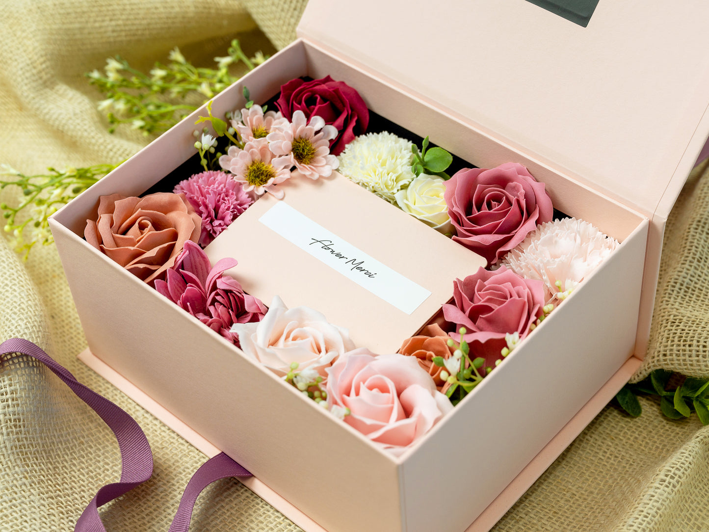 Soap Flowers Cash Gift Box - Mixed Blossom (Cash-ribbon pullout type)