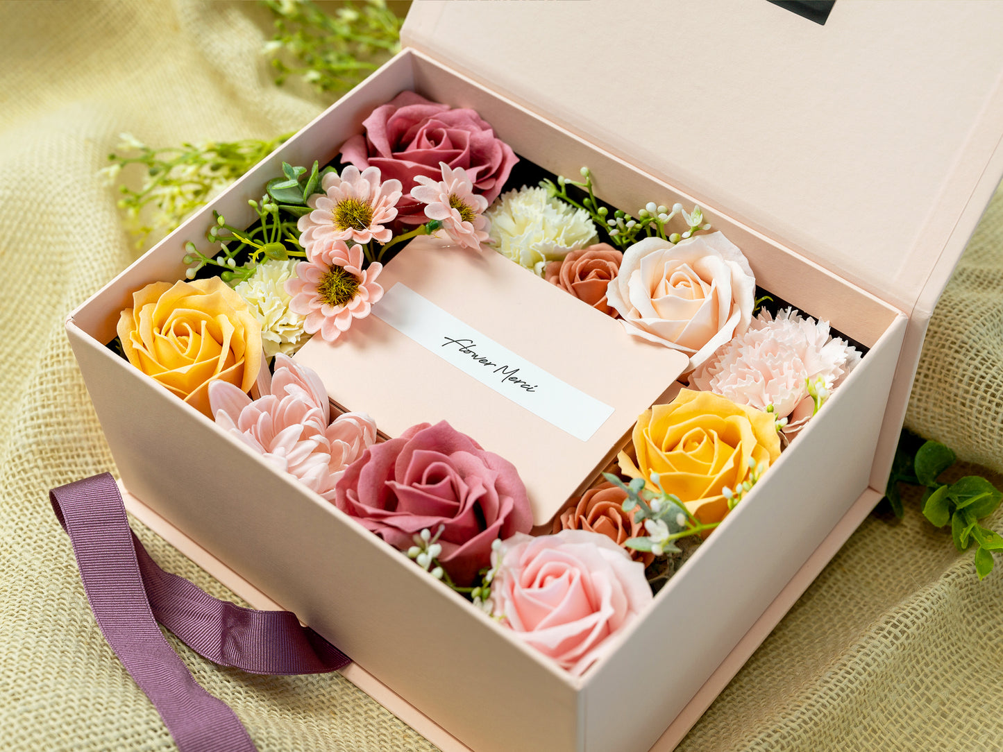 Soap Flowers Cash Gift Box - Mixed Blossom (Cash-ribbon pullout type)